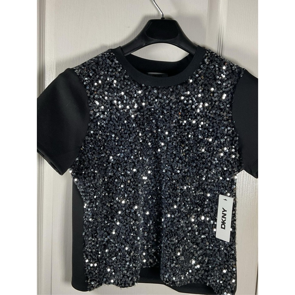 DKNY Women's Top Black Size Large Regular New Casual Pullover Blouse